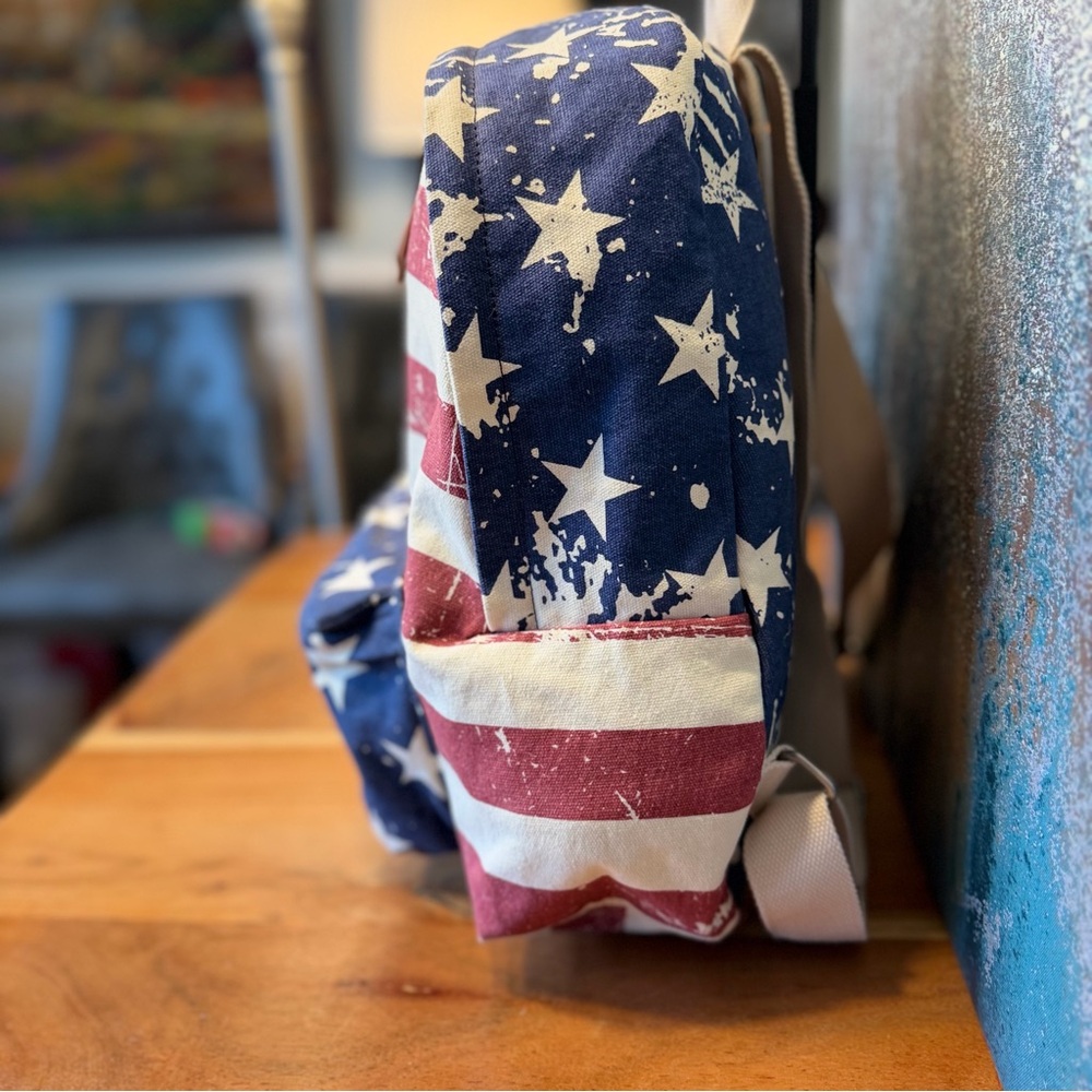 Joe Boxer American Flag Vintage (early 2000’s) Y2K Canvas Backpack - Picture 6 of 11
